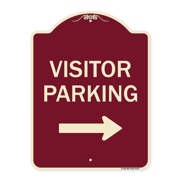 Signmission Designer Series-Visitor Parking With Right Arrow Burgungy, 24" x 18", BU-1824-9742 A-DES-BU-1824-9742 - main
